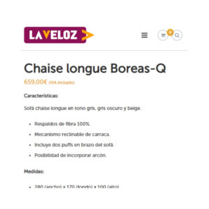 Producto - Comprar sofá online - La Veloz Descanso